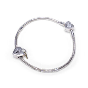 Brazalete Lazo de Plata con Charm Bomba de Corazón
